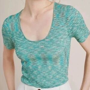 Anthropologie Zuzu Space Dyed Sweater, Holly Green, Size Medium